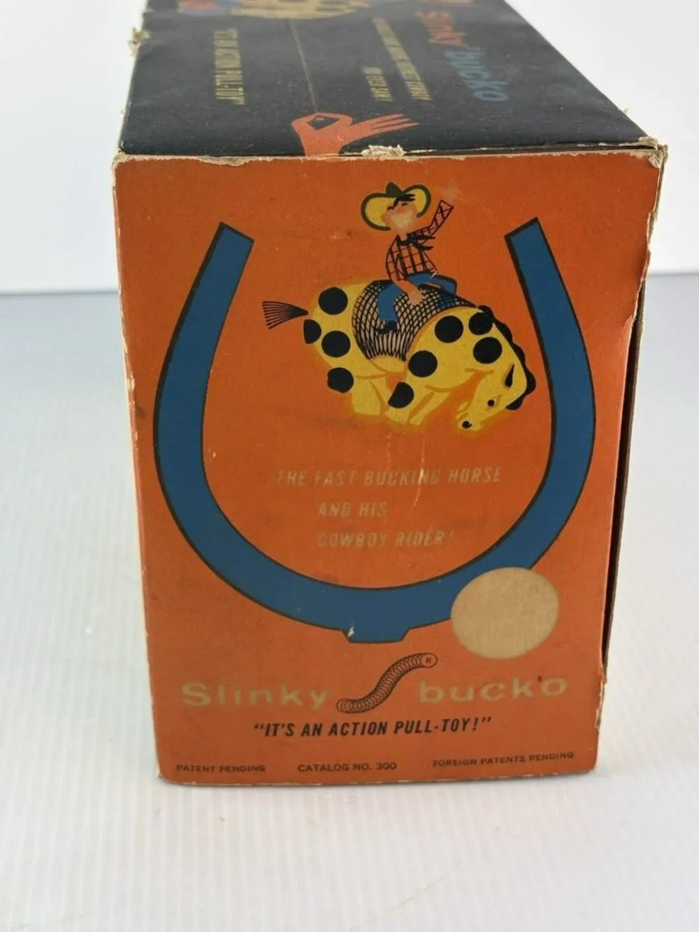 Vintage Slinky Bucko Bucking Pull Toy Cowboy 1950s With original Box